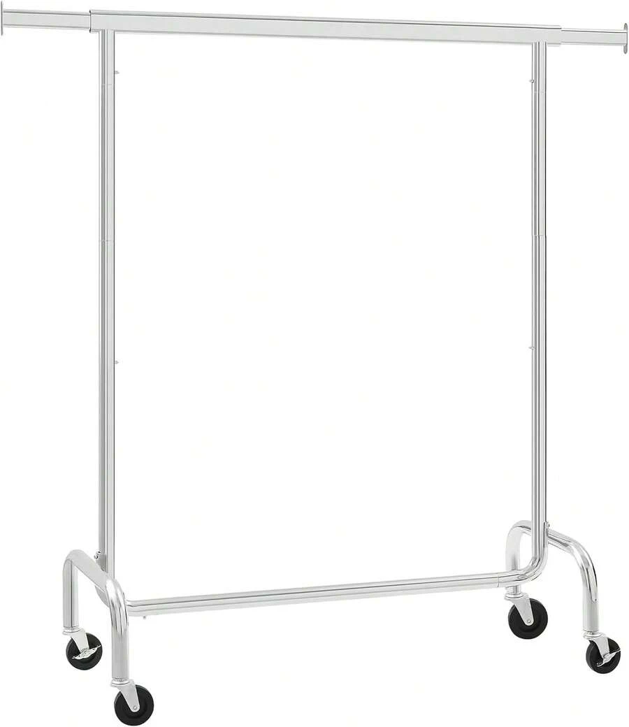 SONGMICS Perchero Para Ropa Con Ruedas, Extensible, Carga Pesada de 130 kg, Fácil de Montar y Portátil, (110-150) * 45 * 162.9 cm,Plata MHSR11SV2 - Negro Mate - Ver 1