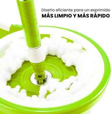 Magic Rotating Mop With Wringer Bucket, 360° Rotating Microfiber Head, Adjustable Telescopic Handle, Efficient Cleaning System For Wood, Ceramic, Marble Floors And More (BLACK) - Green - View 6
