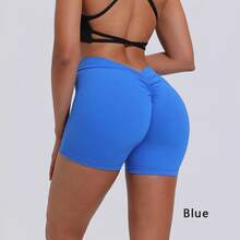 DIAS FIT JOY High Waist Butt Lifting Sports Shorts, Women's Nylon Yoga Shorts, Workout And Fitness Sports Pants - 海軍藍 - 查看 11