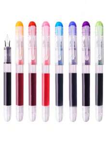 5pcs/10pcs Quick-Dry Fine Tip Plastic Pens With Clip Cap, Disposable Ink Refillable Pens, Back To School - Multicolor - View 5