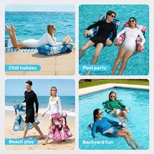 1 Buah Kasur Kolam Renang Tiup Tebal, Kursi Santai Tiup, dan Pelampung Kolam Renang, Terbuat dari PVC dan Kain Oxford. Cocok untuk Kolam Renang, Danau, Pantai, dan Pesta Luar Ruangan. Keseruan Air di Luar Ruangan - A - View 3