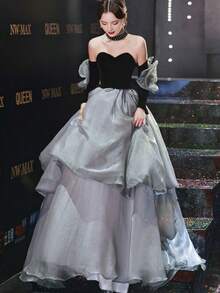 Women Party Other Wear - Black and Gray - View 1