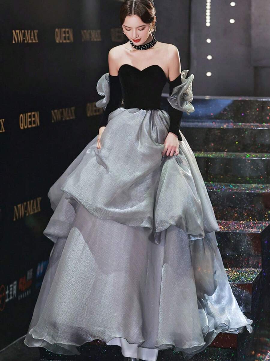 Women Party Other Wear - Black and Gray - View 1