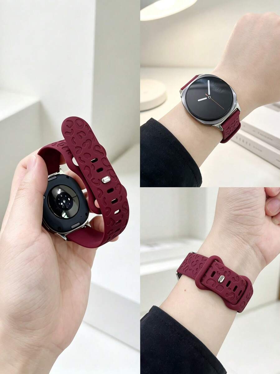1pc Unisex Fashion Silicone Smart Watch Band, Compatible With Samsung Galaxy Watch 8/8 Classic (40mm, 44mm, 46mm), Compatible With Samsung Galaxy Watch 4/5/6/7 (40mm, 44mm) 4/6 Classic (42mm, 43mm, 46mm, 47mm) 5 Pro 45mm Wristband Accessory - Burgundy - View 1