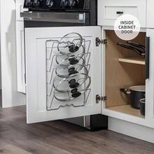 5-Tier Wall Mount Pot Lid Rack, Multi Function Cabinet Door Organizer With Cutting Board Holder & Towel Bar, Space Saving Kitchen Storage Rack For Pan Lids Chopping Boards - Silver - View 8