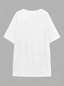 Elegant Blouses For Young Women. Women's T-Shirt With "Happy Birthday To Me" Print - Casual Round Neck, Short Sleeves, Off-The-Shoulder Design, 100% Polyester Knit Fabric, Summer Top With E - 白色 - 查看 3