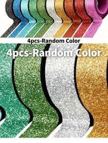 Glitter And Washi Tape Self-Adhesive Shiny Decorative Tape, Multi-Color Glossy Craft Tape For Party Gift Wrapping, Scrapbooking DIY - Multicolor - View 14