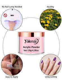 1PC Crystal Powder, Professional Colored Nail Powder Polymer, Suitable For French Manicures, DIY Nail Extensions, 3D Sculpting, Long-Lasting And No Nail Lamp Required - Multicolor - View 3
