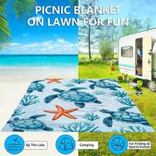 1 pieza Toalla de playa/estera de tortuga azul oversized, a prueba de arena y secado rápido, adecuada para 1-3 adultos - Tela de poliéster ligera y duradera - Perfecta para viajes, camping, senderismo y tiempo de ocio en la playa, estera de playa, estera de picnic, cubierta de suelo de camping - Multicolor - Ver 10
