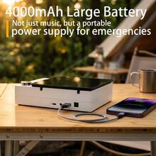 LOKMAT CD201 便攜式藍牙 CD 播放器,內建立體聲喇叭,4000mAh 可充電電池,配備遙控器,支援多種播放模式(CD、音訊線、USB、藍牙、FM、光纖和 AUX) - 查看 5