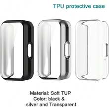 Screen Protector Accessory Compatible For Samsung Galaxy Fit3, Smart Bracelet Soft TPU Slim Full Coverage Protective Case Cover (Pack Of 3) - Black/Transparent/Silver - View 5