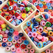 5/40pcs Resin Striped Wheel & Barrel Beads, Perfect For DIY Jewelry Making Bracelets, Necklaces, And Crafts, Ideal For Bohemian, And Summer Styles - Random Color - View 7