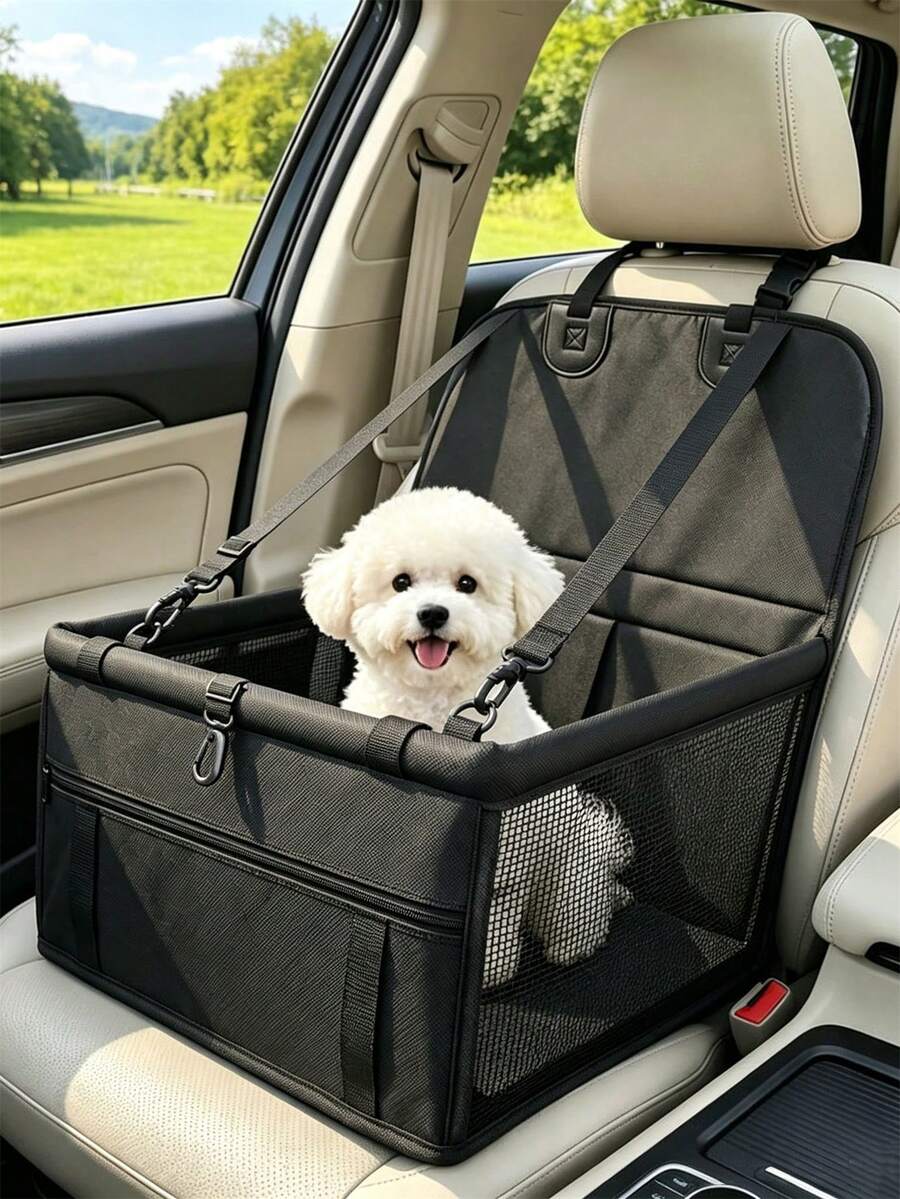 1件升級版防塌陷高品質寵物汽車座椅,後座寵物墊,汽車寵物籃,網狀透氣加高可折疊設計,厚實材質耐刮耐磨,不黏毛,適合小型與中型犬汽車床,汽車寵物籃汽車寵物安全座椅,汽車防污座椅墊,寵物旅行汽車床,寵物旅行必需品,汽車寵物防刮墊,貓狗通用汽車包狗汽車座椅 - 可調節肩帶與安全儲物隔層 - 彩色 - 查看 1