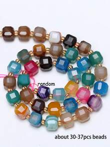 Natural Stone Colorful Faceted Square Beads, Faceted Square Loose Spaced Beads For Jewelry Making Diy Unique Bracelets, Necklaces, Earrings Crafts - Multicolor - View 29