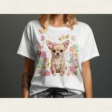 E Mama Chihuahua, Mama Chihuahua T-Shirt, Gift For Dog Lovers, Funny Dog T-Shirt, Mama Dog T-Shirt, Mama Dog Graphic T-Shirt, New Mama Dog T-Shirt - 白色 2 - 查看 1