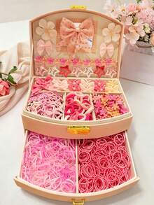 20 Stücke/397 Stücke/Set Rosa Farbton Mädchen Haaraccessoires Kombinationsset, Netz Schleife Haarspangen, Stoff Blume & Stern Seitenclips, Mini Krallenclips, einfache bunte elastische Haarbänder & Gummibänder, süßer & sanfter Stil geeignet für Alltag, Schule, Ausflüge, Prinzessinnen-Looks - Verschiedenfarbig - Übersicht 12
