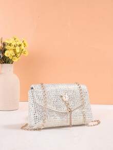 Mini Fashion Flap Chain Quilted Crossbody Bag For Women, Shoulder Phone Bag, Gift, Vacation, Shopping - White - View 3