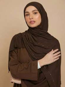 1pc Women's Popular Diamond Solid Color Soft Headscarf, Arabic Casual Long Scarf, Conservative Solid Color Headscarf Suitable For Daily Wear And Outfit Matching - Hot Diamond Solid Color - View 14