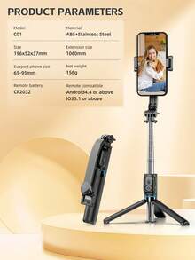 AXNEN Gậy selfie tripod có đèn LED bù sáng, giá đỡ điện thoại tháo rời dạng monopod kèm điều khiển từ xa Bluetooth không dây, giá đỡ điện thoại đa năng mở rộng kéo dài, tripod cho smartphone, đèn và camera, tương thích với mọi iOS & Android - Xem 13