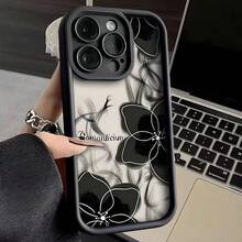 Ink Flower Case Suitable For Apple 15 Pro Max,  16 New Model, 14 Premium, 13 European And American Style, 1217 - 金剛砂-綠色-水墨花(superb) - 查看 7