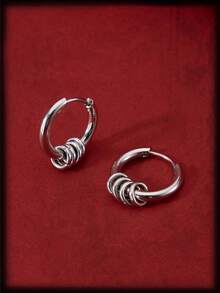 Grunge Punk Pendientes de aro decorativos - Plateado - Ver 1