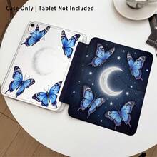 新月、藍色蝴蝶與星星圖案，1件平板電腦保護殼附支架，相容於 Honor 8/9/10/X8/X8A/X9/X8Pro/X9Pro、MatePad Se 11 吋/MatePad 11 吋/11.5 吋、MatePad Pro 及其他熱門機型，亦相容於小米、Apple 10代/11代 2025 (A16) - 款式30 - 查看 3
