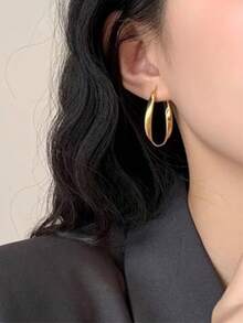 Women's Twisted Oval Earrings, Hypoallergenic, Minimalist Lightweight, Suitable For Sensitive Skin, Personalized Fashion Accessory - 504 Gold - View 11