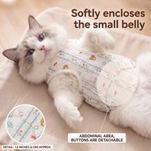 Spring/Summer Cartoon All-Over Print Double Layer Mesh Cat Clothes With Leash Attachment, Belly Wrap Tank Dress, Thin Breathable Pet Apparel - Multicolor - View 3