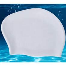 Plus Size Silicone Swim Cap For Women With Long Hair, Full Coverage, Waterproof, Comfortable, Non-Tight, Solid Color Swimming Cap - 彩色 - 查看 6