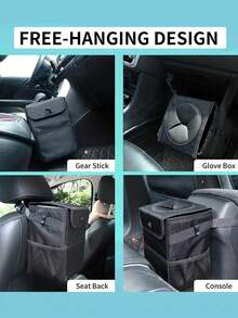 1pc Car Trash Can Foldable Lid Storage Pocket Leak-Proof Waterproof Car Organizer Bag Multi-Function Hanging Bin Vehicle Interior Storage Solution Auto Accessories - Multicolor - View 5