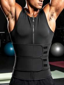 ARUNOW Ceinture de compression de sauna pour hommes, T-shirt d'entraînement, Gilet de fitness favorisant la transpiration, Top de sport, Convient pour l'entraînement en salle de gym - Noir - Voir 9