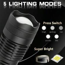 1PC High-Power LED Aluminum Alloy Flashlight - Outdoor High-Luminance Long-Distance Light With Battery Indicator, Zoomable Focus & Strong Beam For Night Fishing (Battery Not Included) - Multicolor - View 8