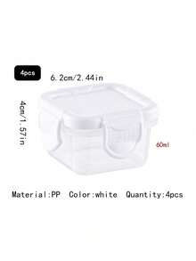 4pcs Small Food Storage Containers Set, Lunch Boxes, Refrigerator Seal Boxes, Rectangular Plastic Sealed Storage Boxes, Small Food Containers, Multifunctional Spice Jars, 2oz Plastic Material With Lids, Stackable, Multipurpose, Portable, Suitable For Snacks, Fruits, Oatmeal, Travel And Home Storage, Household Storage Baskets, Storage Boxes And Containers, Kitchen Supplies, School Supplies, Back To School Season - Multicolor - View 9