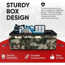 FORTEM Car And SUV Trunk Organizer - Car Storage Organizer - Large Foldable Box With 2 Compartments - Non-Slip Base - Adjustable Straps - Removable Lid (Black) - 森林迷彩 - 查看 6