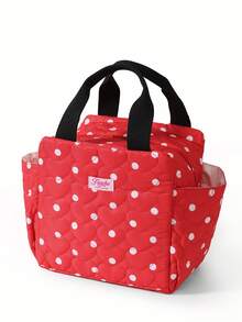 Bolsa de almuerzo aislada con lunares retro de moda, bolsa térmica elegante y minimalista a prueba de fugas, bolsa enfriadora aislada reutilizable de gran capacidad, adecuada para trabajo, escuela, picnic y viajes a parques temáticos, regalo de vuelta a la escuela en otoño, regalo de Navidad, regalo del Día de San Valentín - Multicolor - Ver 18