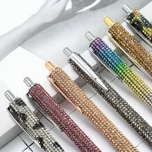 1-20pcs Exquisite Glitter Rhinestone Crystal Pens, Cute Diamond Pens, Bulk Colorful Metal Ballpoint Pens, Suitable For Women And Girls, Office Meetings, Birthday Celebrations And Wedding Gifts - Press the Diamond Pen - View 10