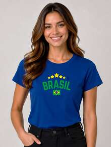 Camiseta Feminina Brasil PV Malha Fria - Azul Royal 2069 - Visão 5