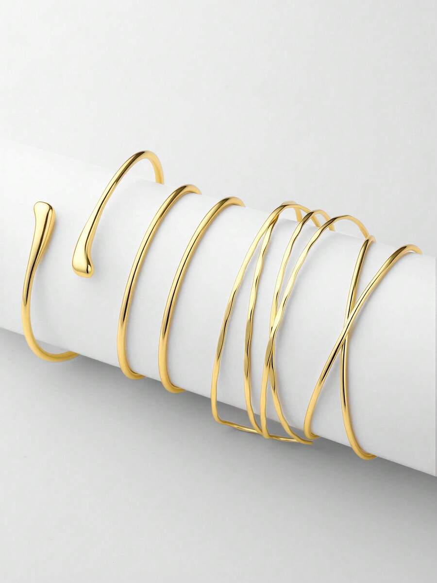 Ashenrae Set 4 Gelang Logam Minimalis Gaya Liburan Musim Panas yang Dapat Diatur - 4 buah-1 - View 1