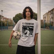 Camiseta de Ronaldo Nazario, Camiseta Gráfica de Fútbol "El Fenómeno", Camiseta Retro de la Copa de Brasil 2002 - Blanco - Ver 2