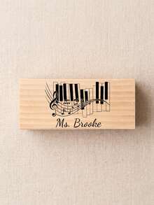 1pc Personalized Custom Music Teacher Wood Name Blackboard Eraser,Custom Teacher Name,Multiple Musical Symbol Design,Natural Wood Material,Ideal Piano Studio & Band Classroom Desk Decor,Sentimental Keepsake Thank You Gift For All Music Educators - Multicolor - View 15
