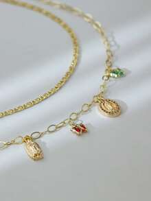 Dainty 2-In-1 Religious Jewelry Set, Virgin Mary Guadalupe Necklace & Bracelet With Multicolor Butterfly Charmsv, Baptism Birthday Gift For Ladies - Multicolor - View 5