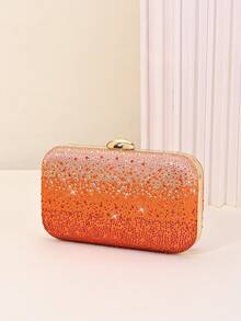Bolso de Noche con Carcasa Dura de Strass Brillante Ombré, Adecuado para Bodas, Bailes de Graduación, Banquetes, Fiestas de Cóctel y Celebraciones Festivas, Elegante para Fiestas - Naranja Coral - Ver 6