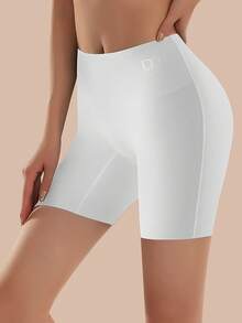 Women's High-Waisted Shorts With Tummy Control And Anti-Exposure Design (Sports Boxer Style) - Gray White Black - View 2