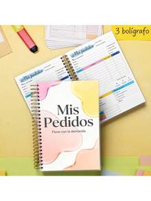 1 pieza Cuaderno espiral interesante, Cuaderno de pedidos - Cubierta de plástico con espiral, 103 páginas Gestión de pedidos Lista de compras Registro de entregas Cuaderno portátil Seguimiento de inventario Organizador de negocios (Versión en español), Cuaderno - multicolor - Ver 10