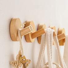 4pcs Heavy-Duty Solid Wood Hooks - Versatile Wall & Door Mount For Coats, Towels, And More - Stylish Entryway Organizer - A - View 6