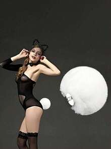 1pc Rabbit Tail Bunny Cute Cosplay Costume Party Gothic Lolita Rabbit Tail Plush Ball Decor Prop - Multicolor - View 1