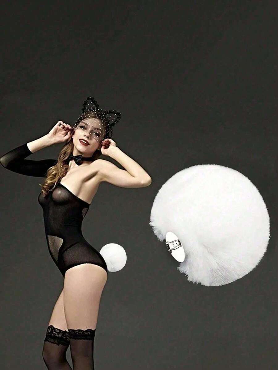 1pc Rabbit Tail Bunny Cute Cosplay Costume Party Gothic Lolita Rabbit Tail Plush Ball Decor Prop - Multicolor - View 1
