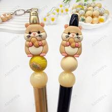 33/34件 3D 齧齒動物系列矽膠珠組 - 可愛卡通倉鼠松鼠毛絨動物設計,多色圓珠,適用於製作珠寶,完美用於 DIY 手鍊、掛繩、珠飾筆配件、節日裝飾和其他手工藝品 - 節日禮物 - 串珠組,串珠用品 - 3D囓齒動物 - 查看 8