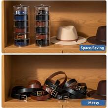 Round Transparent Acrylic Storage Box, Round Leather Strap Storage Box, Watch Storage Box, Display Box, Stackable, Suitable For Back-To-School Season And Holiday Gifts. - View 4