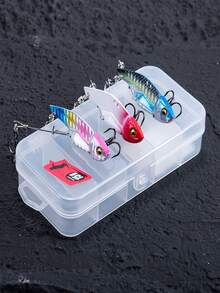 GOTURE 5pcs Long Tail Vibrating Lure, Laser Coating, Streamlined Design, Large Swing Action, 3 Hooks, Double Hook Configuration, Suitable For Sea Bass And Bass Fishing - Multicolor - View 4